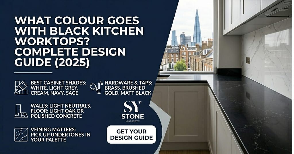 What Colour Goes With Black Kitchen Worktops? Complete Design Guide (2025) by SY Stone LTD