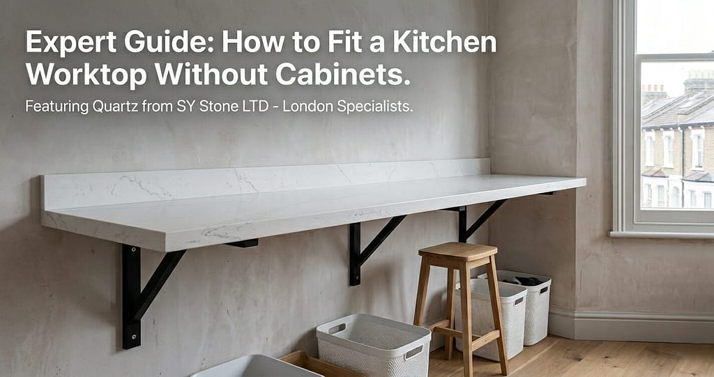 How to Fit a Kitchen Worktop Without Cabinets in London by SY Stone LTD